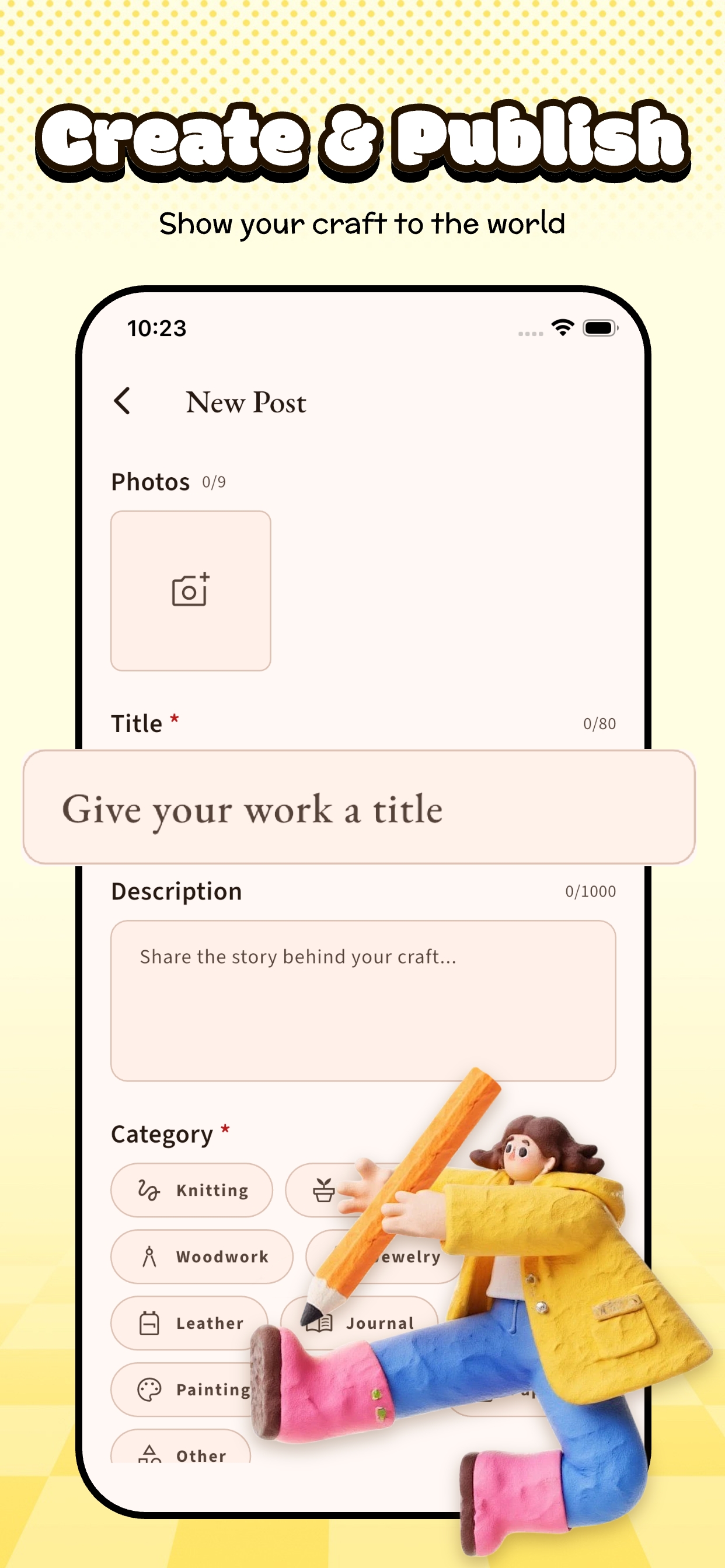 Create and publish screen